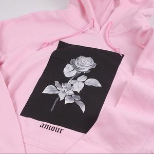 amour pink hoodie with rose